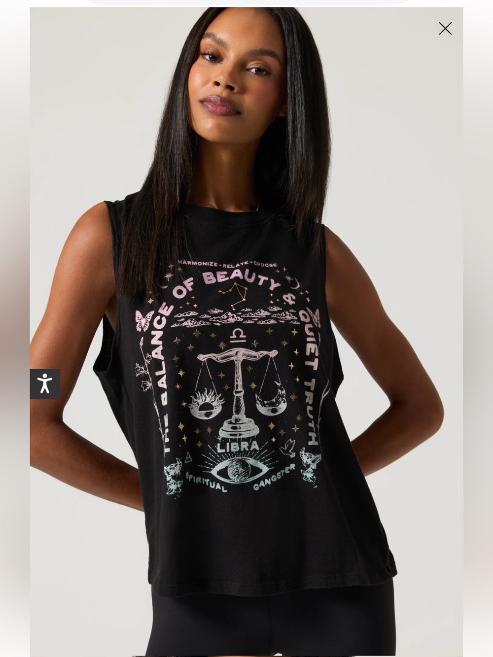 Spiritual Gangster Black Libra Graphic Muscle Tee